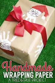 santa handprint handmade wrapping paper