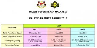 General news march 17, 2017. Muet 2018 Calendar Released And Applications Now Open