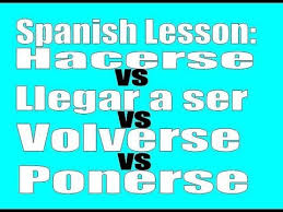 Spanish Lesson Seventy One Hacerse Ponerse Volverse