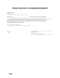 free texas notary acknowledgment form