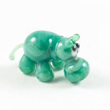 Glass Red Hippo Mini Figurine Little
