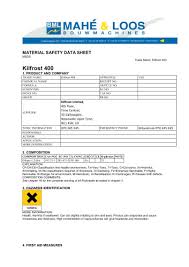 sdskf4eneu a kilfrost 400 safety data