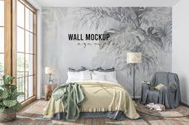 wall mockup wallpaper mockup bedroom