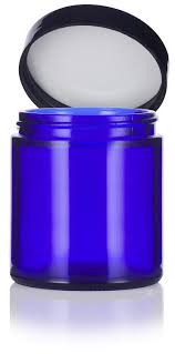 straught sided glass jar in cobalt blue