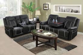 New Modern Black Sofa Loveseat Leather