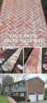 stencil a faux brick paver walkway
