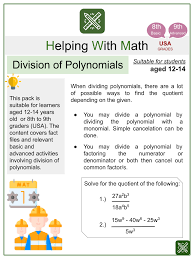 Of Polynomials Themed Math Worksheets