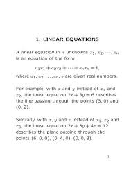 1 linear equations a linear equation