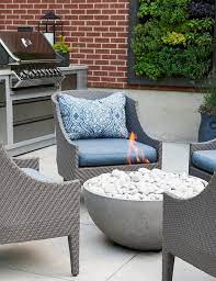 Gray Outdoor Chairs With Blue Pillows