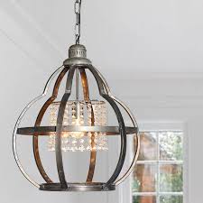Metal Cage Pendant Light With Crystals