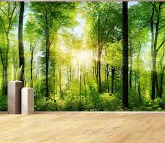Beautiful Green Sunny Forest Wall Mural