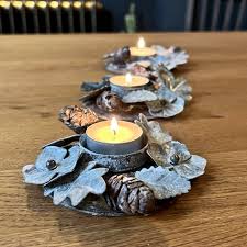 Zinc Botanical Tea Light Holder Set