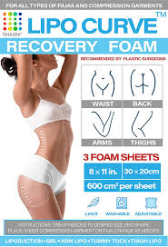 Buy LIPO FOAM : Liposuction recovery soft pads I 3 pack post surgery sheets  I For all types of compression garments, faja, abdominal boards, wrap, BBL  pillow, 360 lipo, BBL, tummy tuck