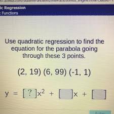 Help Use Quadratic Regression To