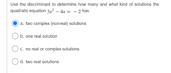 Answered Use The Discriminant To