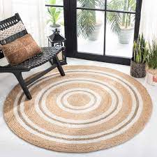 white border design natural jute rug