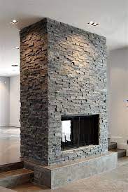 Stone Walls Interior Fireplace Design