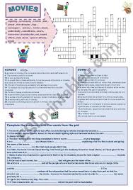Fun movie crossword puzzles #334155. Movies Crossword Esl Worksheet By Flo84
