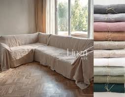 Sectional Sofa Cover Loose Linen Couch