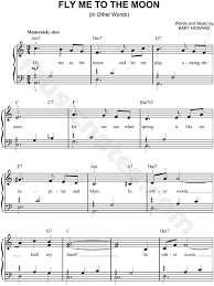 Fly me to the moon was written in the year 1954 by american songwriter bart howard. Frank Sinatra Fly Me To The Moon Sheet Music Easy Piano In A Minor Transposable Download Print Sku Mn0077039