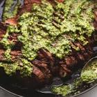 argentinian grilled flank steak with chimichurri sauce
