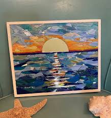 Ocean Sunset Mosaic Beach Mosaic Wall