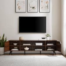 Dark Walnut Wood Modern Wide Tv Stand