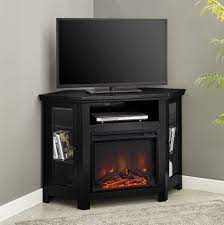 Walker Edison Black Corner Fireplace Tv