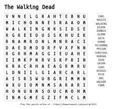 the walking dead word search