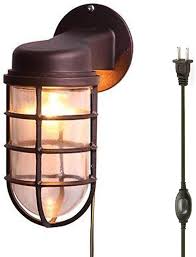 Kiven Waterproof Exterior Outdoor Indoor Cage Light Wall Plug In Mount Lantern Industrial Barn Sconce Amazon Com
