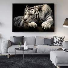 black and white tiger canvas