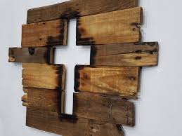 Rustic Reclaimed Wood Burnt Cross Wall