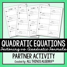 Quadratic Equations Partner Activity