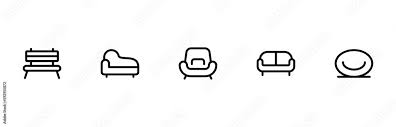 Couch Elegant Furniture Icon Vector Set