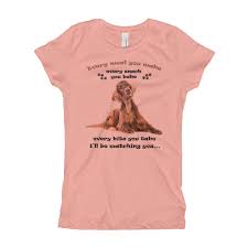T Shirt With Irish Setter Dog Food Design Mahogany Next Level 3710 Girls Slim Fit