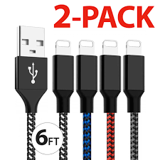 iPhone Charger Cable, Borz 2-Pack 6FT Nylon Braided Lightning Charger Cable  Charging Cord USB Cable Compatible with iPhone 11 Pro Max XS XR X 8 7 6S 6  Plus SE 5S 5C
