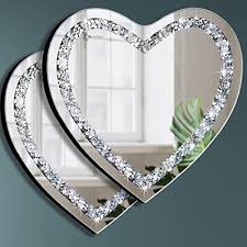Heart Shaped Silver Glass Mirror 2 Pack
