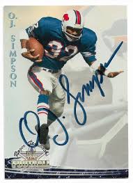 Probably best known for being charged with murder in 1994 and convicted of armed robbery and kidnapping in 2008, simpson was famous long before that for his football skills. Oj Simpson Buffalo Bills Autographed Football Card 70519c 5starautographs Com