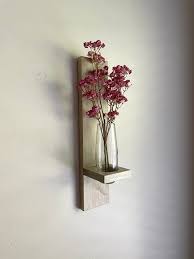 Wood Wall Hanging Bud Vase For Flowers