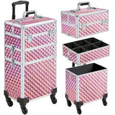 pink salon spa rolling makeup cases
