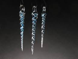 Handmade Glass Icicles 3 Pack Ice Blue