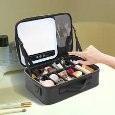 portable makeup bag with mirror and