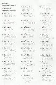 Factoring Trinomials Worksheets Answers