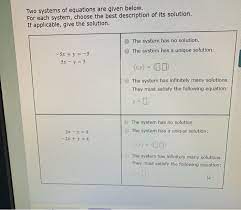 Solved Two Systems Of Equations Are