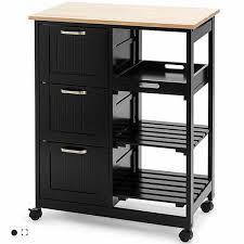 Rolling kitchen island with caesarstone countertop. Buy Gymax Rolling Kitchen Island Utility Storage Cart W 3 Storage Drawers Shelves By Gymax On Dot Bo