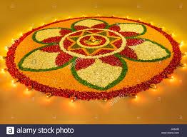 Diwali Rangoli Designs With Flowers Petals Diyas Illuminated