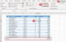 subtotal row to a table in excel