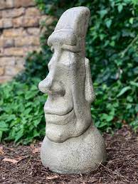 Stone Moai Head Statue Concrete Easter