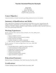 Teaching Objective Resume Resume Objective For Teacher Best Sample