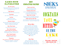 nick s lake house restaurant menu in